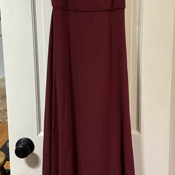 David’s Bridal chiffon junior bridesmaid dress, wine - Picture 3 of 7